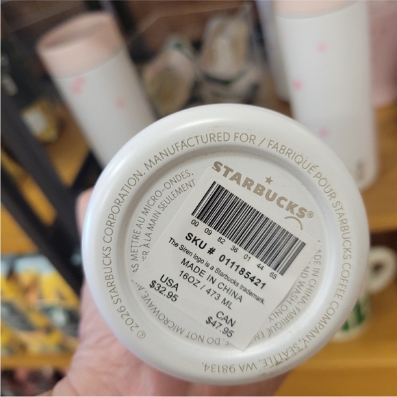 Starbucks Cherry Blossom White Metal Floral Design Tumbler, new - Picture 3 of 3